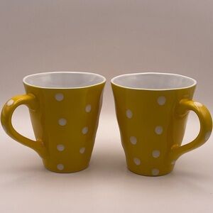 Maxwell & Williams Sprinkle Yellow Polka Dot Mug Set ☕ 2 Stoneware Coffee Cups